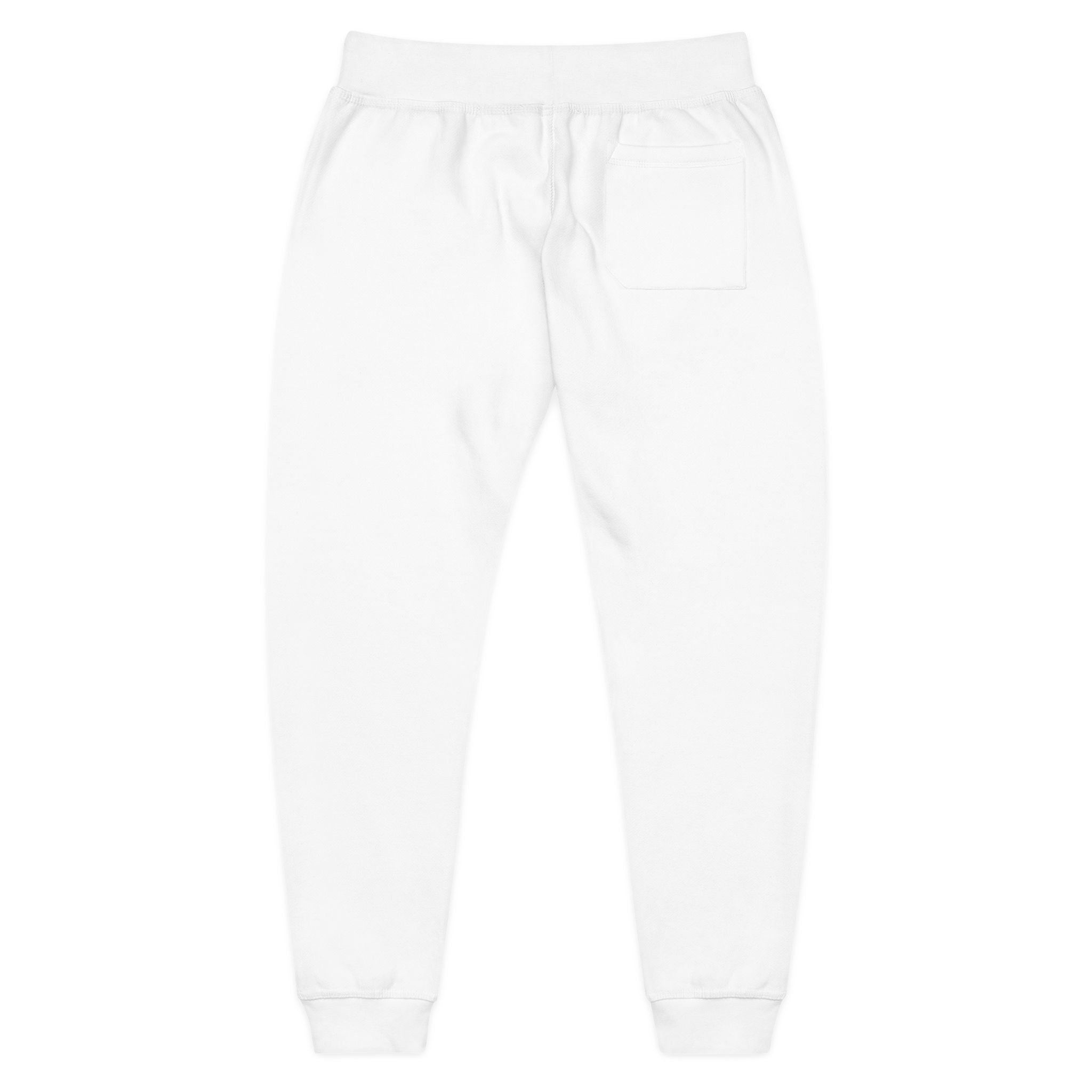 Embroidered Cozy Fleece Sweatpants — Minimal White Joggers