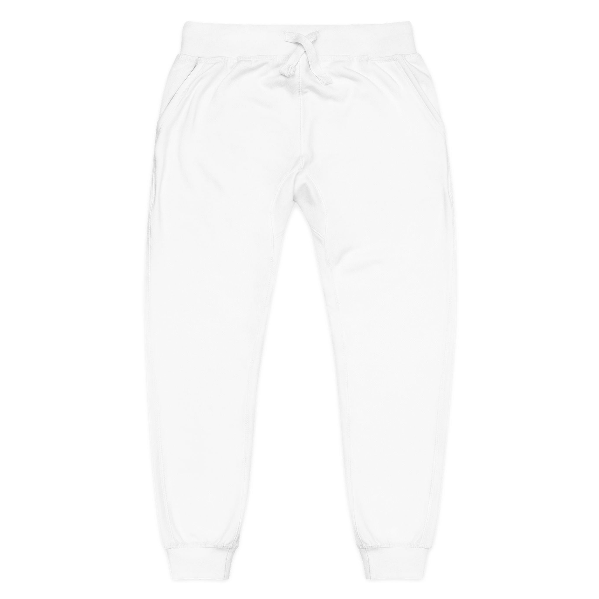 Embroidered Cozy Fleece Sweatpants — Minimal White Joggers